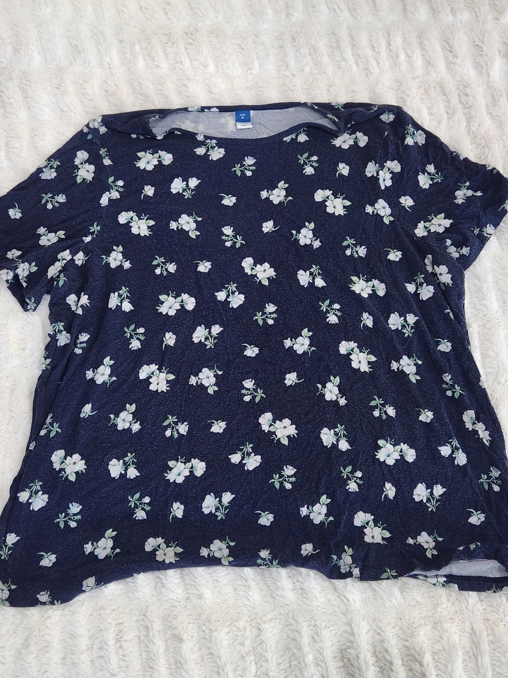Old Navy Navy Blue Floral Short Sleeve Tee